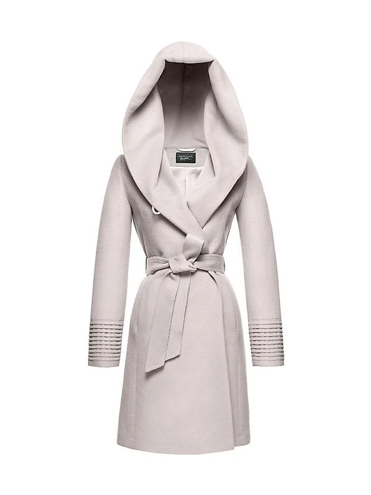 Mid-Length Hooded Wrap Coat