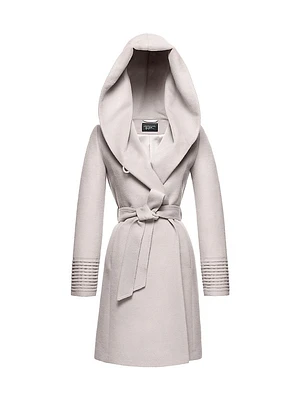 Mid-Length Hooded Wrap Coat