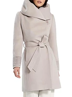 Mid-Length Hooded Wrap Coat