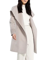 Mid-Length Hooded Wrap Coat