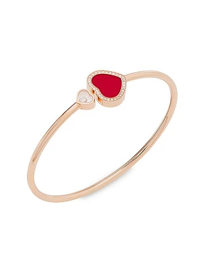 Happy Hearts 18K Rose Gold & Diamond Bangle