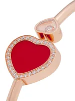 Happy Hearts 18K Rose Gold & Diamond Bangle