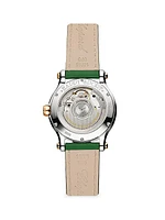 Happy Golf Stainless Steel, 18K Rose Gold, Diamond & Leather Strap Watch