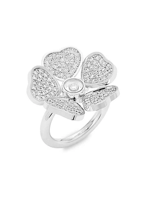 Happy Hearts Flowers 18K White Gold & Diamond Ring