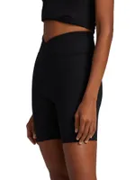 V-Waist Rib-Knit Biker Shorts