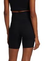 V-Waist Rib-Knit Biker Shorts