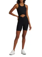 V-Waist Rib-Knit Biker Shorts