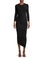 Diana Ruched Bracelet-Length Sleeve Gown