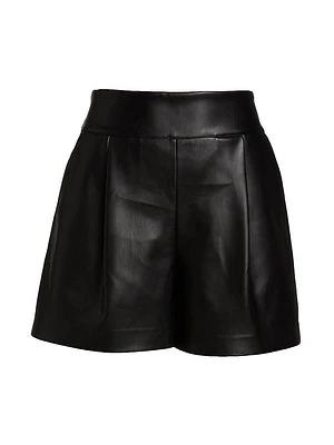 Faux Leather Pleated Shorts