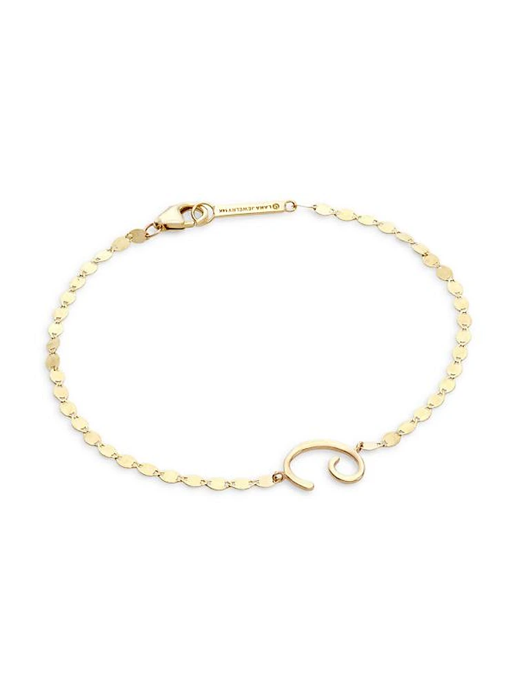 14K Yellow Gold Swirl Charm Bracelet