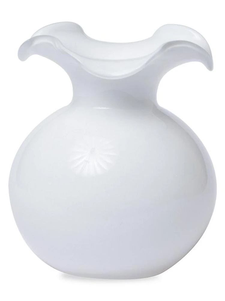 Hibiscus Glass White Small Fluted Vase