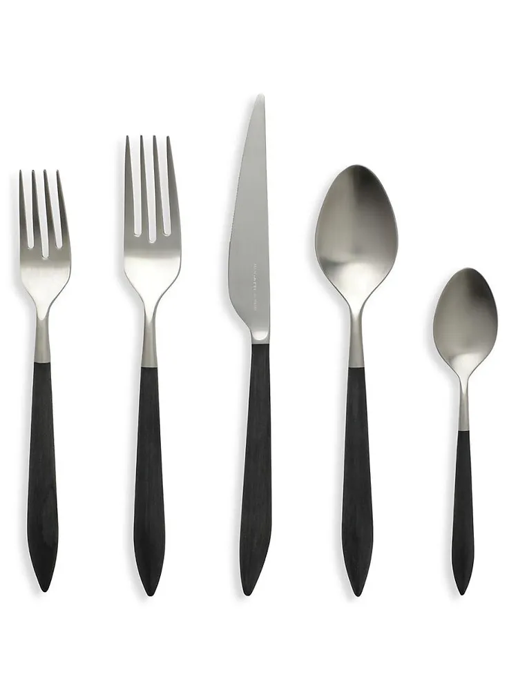 Ares Argento & Black 5-Piece Flatware Set