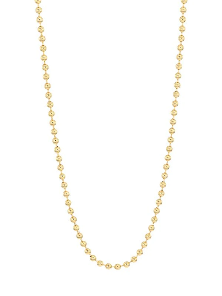 18K Yellow Gold Heavy Beaded Ball Chain Necklace/18"