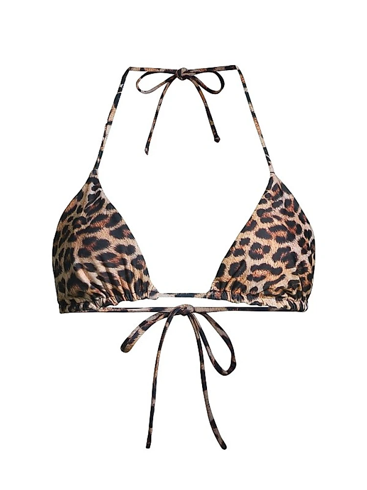 Fifi Leopard Print Triangle Bikini Top