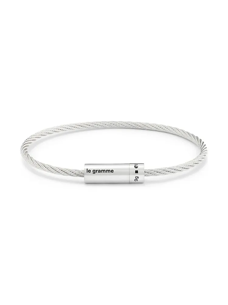 Unisex 9G Polished Sterling Silver Cable Bracelet