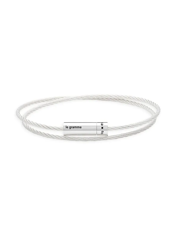 Unisex 9G Polished Sterling Silver Double Cable Bracelet