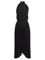 Renzo Plissé Halter Midi Dress