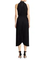 Renzo Plissé Halter Midi Dress