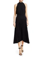 Renzo Plissé Halter Midi Dress