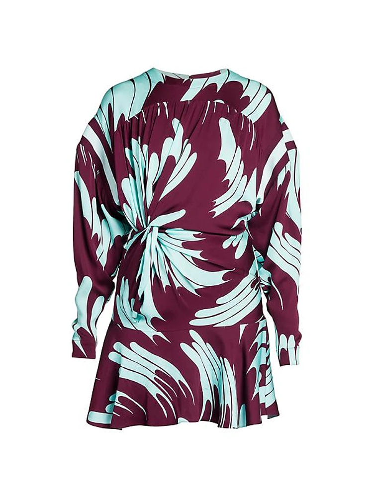 Maisie Abstract Print Front-Twist Minidress