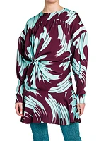 Maisie Abstract Print Front-Twist Minidress