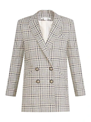 Oria Checked Double-Breasted Blazer