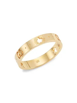 Unisex 18K Yellow Gold Icon Ring With Star Detail