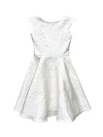 Girl's Cap Sleeve Metallic Jacquard Dress