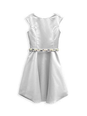 Girl's Embellished Satin Dress