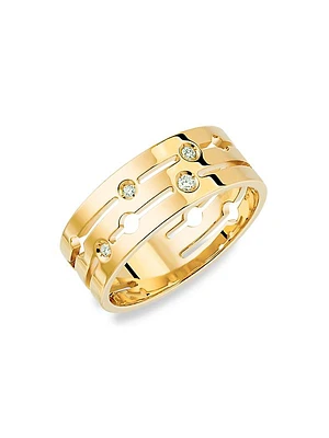 Pulse Dinh Van 18K Yellow Gold & Diamond Medium Ring