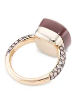 Nudo Maxi Two-Tone 18K Gold, Moonstone & Diamond Ring