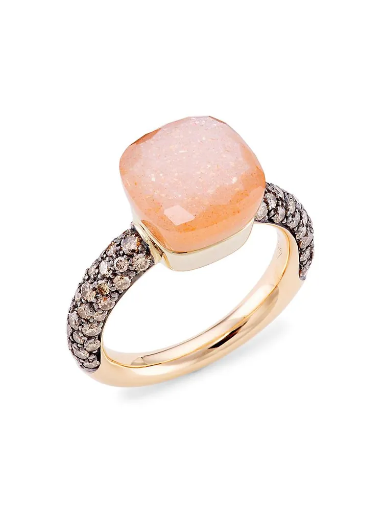 Nudo Classic Two-Tone 18K Gold, Moonstone & Diamond Ring