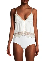 Tiered Lace-Trim Silk Camisole