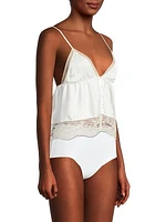 Tiered Lace-Trim Silk Camisole