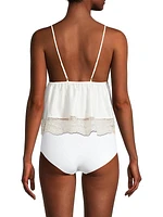 Tiered Lace-Trim Silk Camisole