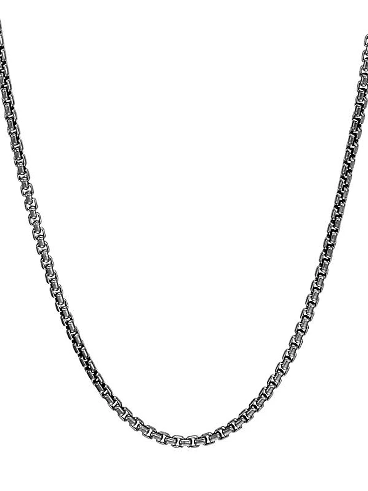 Chain Collection Classic Blackened Silver Box Chain Necklace