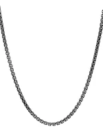 Chain Collection Classic Blackened Silver Box Chain Necklace