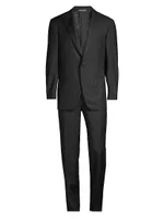 One-Button Peak Lapel Wool Suit