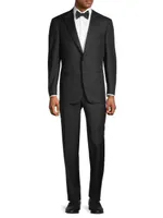 One-Button Peak Lapel Wool Suit