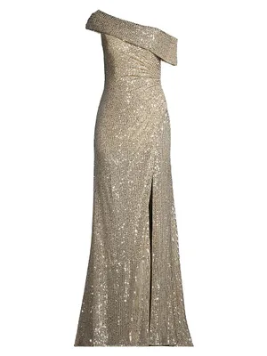 Asymmetric Sequined Gown