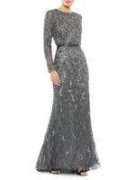 Illusion Sequin Gown