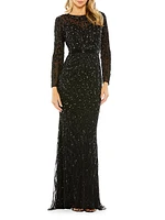 Illusion Sequin Gown