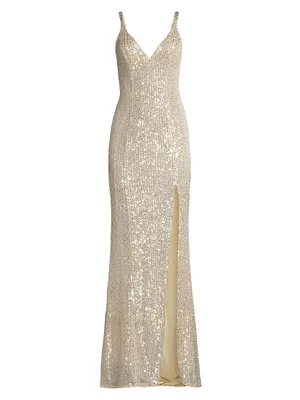 Ieena Sequin V-Neck Gown