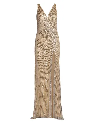 Sequined Wrap Gown