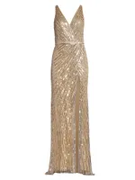 Sequined Wrap Gown