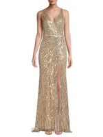 Sequined Wrap Gown