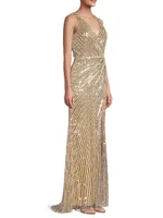 Sequined Wrap Gown