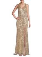 Sequined Wrap Gown