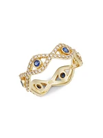 14K Yellow Gold, Diamond & Sapphire Evil Eye Ring