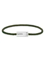 Unisex 7G Polished Sterling Silver & Khaki Nato Cable Bracelet